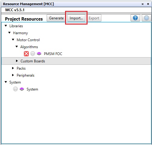 PMSM Configuration import