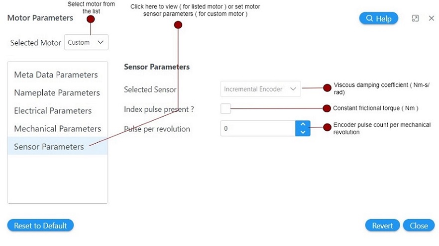 Sensor parameters