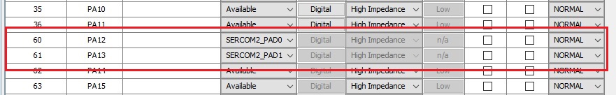 Setting up UART transmit and receive pins